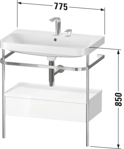 Duravit Waschtischunterschrank c-shaped Set mit Metallkonsole und Schubkasten „Happy D.2 Plus“ 77,5 × 85 × 49 cm Nordic Weiß Seidenmatt Duravit Waschtischunterschrank c-shaped Set mit Metallkonsole und Schubkasten „Happy D.2 Plus“ 77,5 × 85 × 49 cm Nordic Weiß Seidenmatt