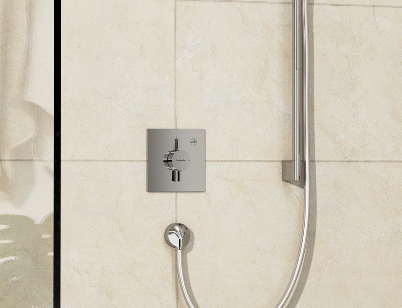 Hansgrohe DuoTurn E Mischer Unterputz, Chrom, 1 Verbraucher, maximale Durchflussmenge bei 3 bar: 29,5 l/min, flache Rosette für mehr Platz in der Dusche