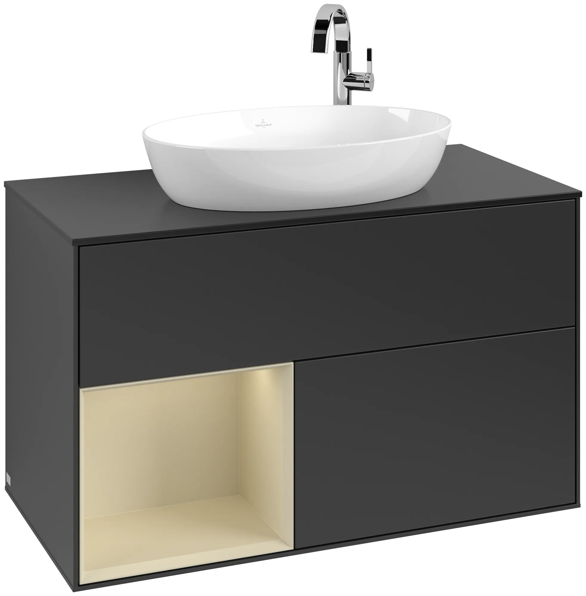 Villeroy & Boch Waschbeckenunterschrank Finion F89, 1000x603x501 mm, Black Matt Lacquer, mit Beleuchtung und Push-to-open Funktion Villeroy & Boch Waschbeckenunterschrank Finion F89, 1000x603x501 mm, Black Matt Lacquer, mit Beleuchtung und Push-to-open Funktion