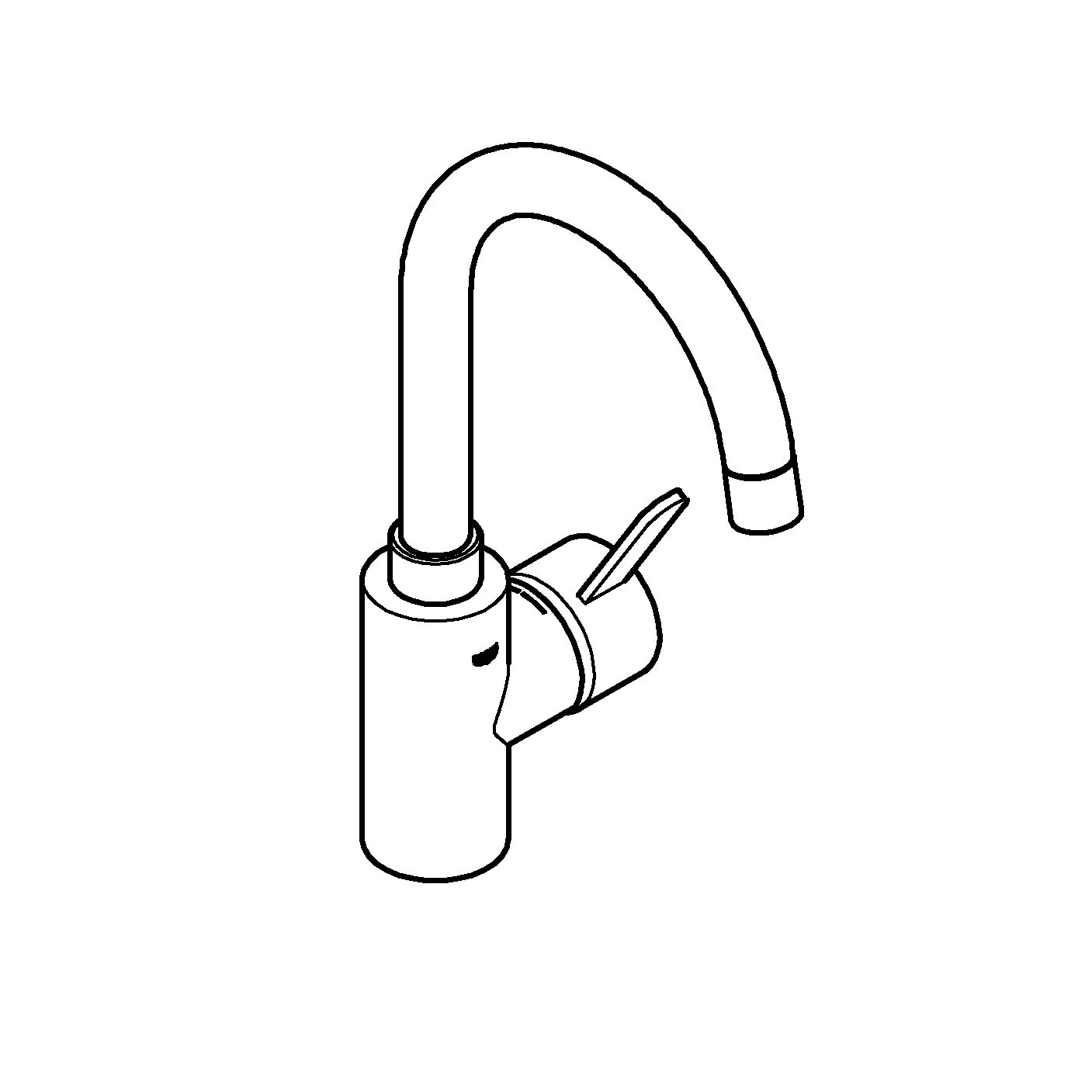 Einhand-Waschtischbatterie Eurosmart Cosmopolitan 23933_1, L-Size, Einlochmontage, getrennte innenliegende Wasserwege – kein Kontakt mit Blei oder Nickel, glatter Körper, Push-open Ablaufgarnitur 1 1/4″, chrom