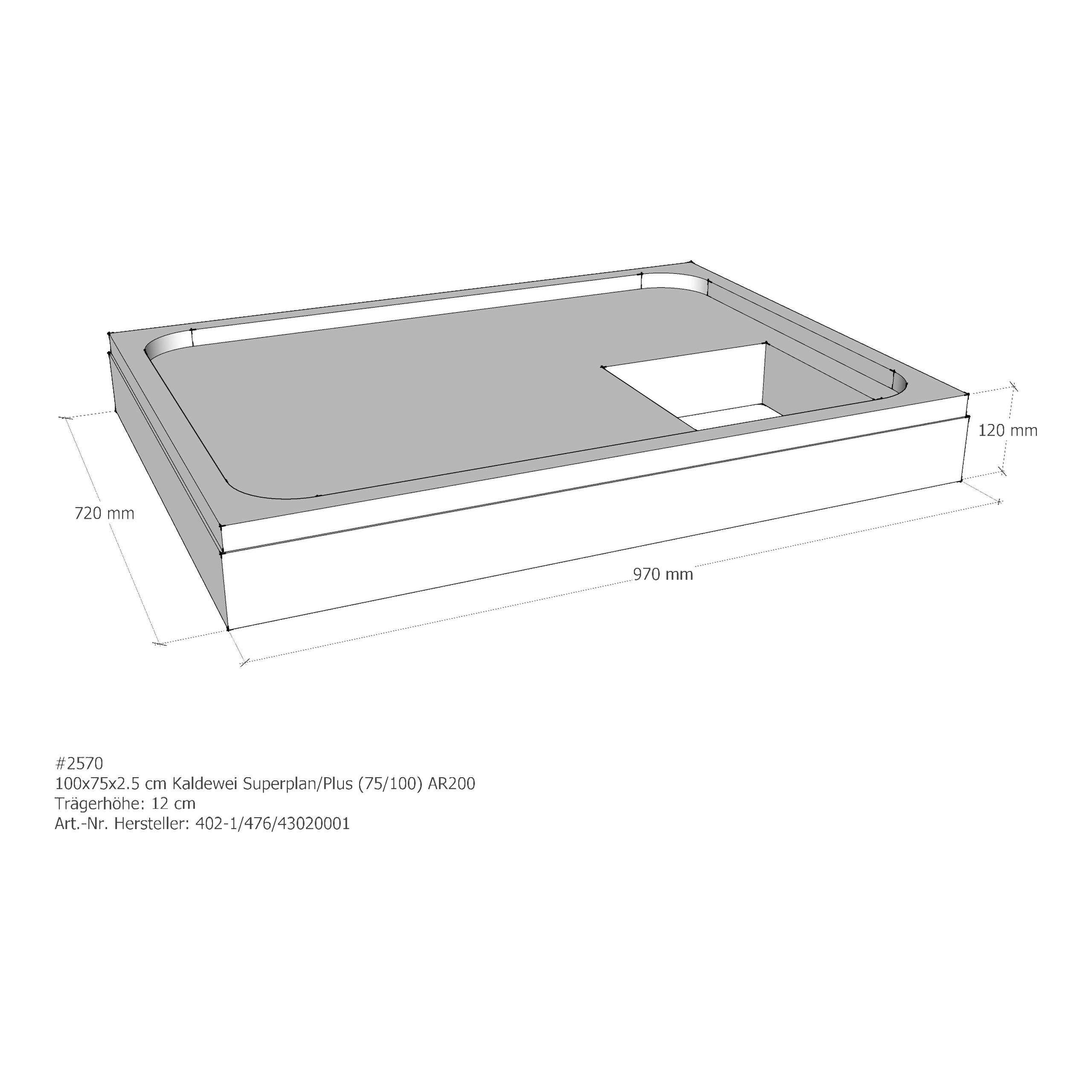 Duschwannenträger für Kaldewei Superplan (Plus) 75 × 100 × 2,5 cm