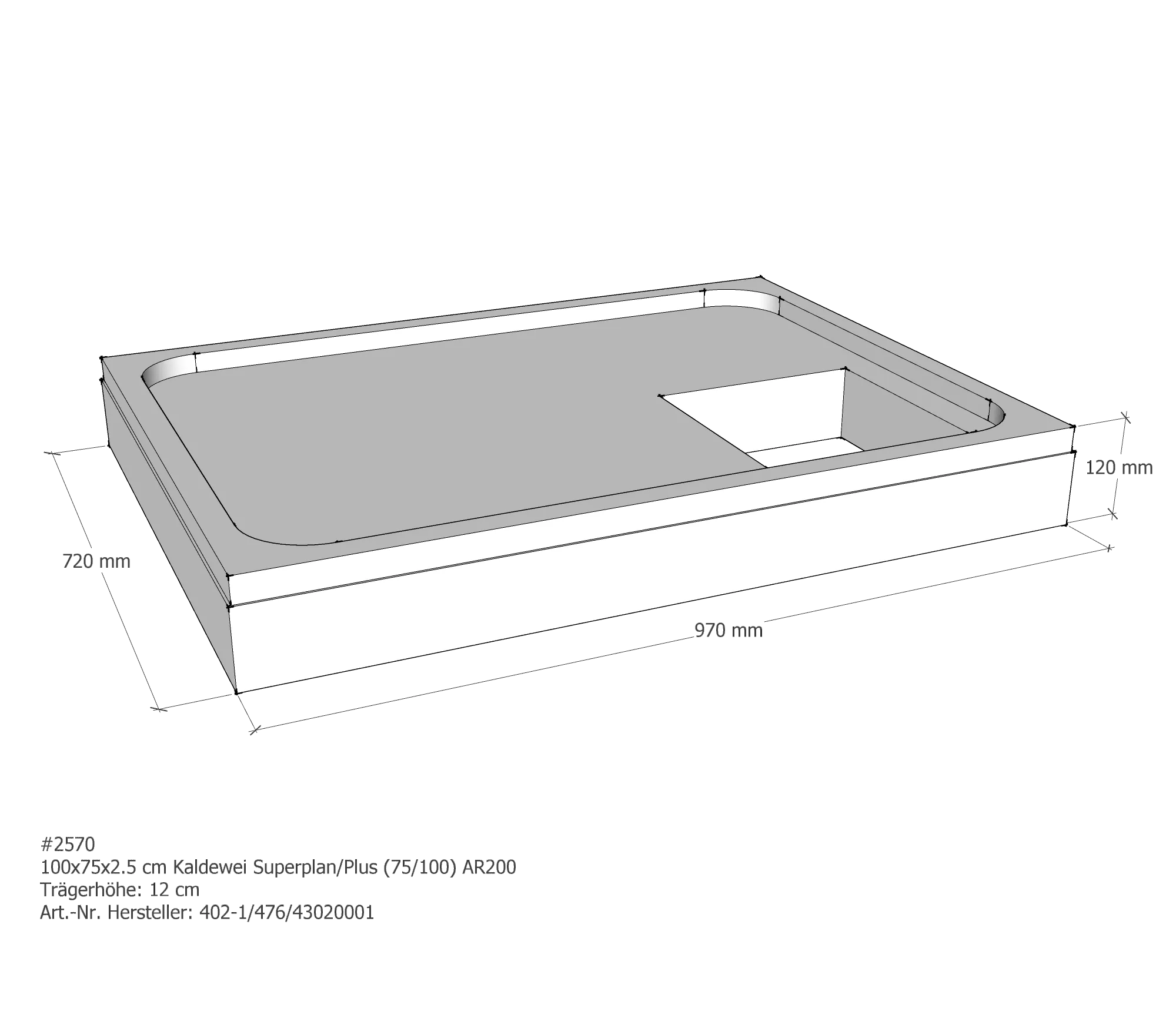 Duschwannenträger für Kaldewei Superplan (Plus) 75 × 100 × 2,5 cm Duschwannenträger für Kaldewei Superplan (Plus) 75 × 100 × 2,5 cm
