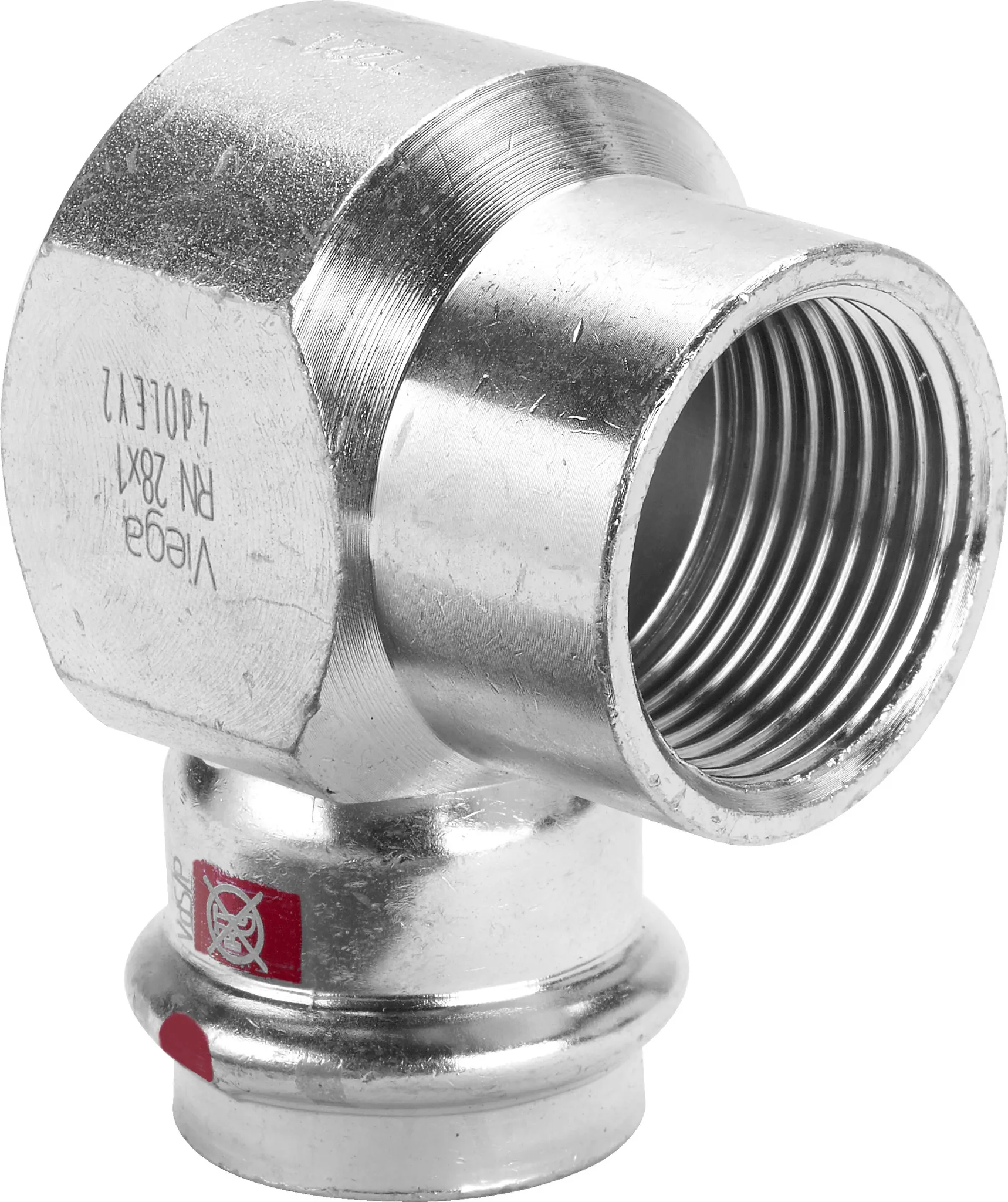 „Prestabo“ 90°-Winkel mit 1 Muffe und Innengewinde 28 mm × 3/4″ „Prestabo“ 90°-Winkel mit 1 Muffe und Innengewinde 28 mm × 3/4″