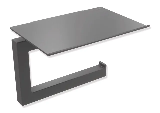 WC-Papierhalter mit Ablage, Edelstahl, pulverbeschichtet, Breite 140 mm, Höhe 106 mm, Tiefe 100 mm, in Farbe DC (Schwarz tiefmatt) WC-Papierhalter mit Ablage, Edelstahl, pulverbeschichtet, Breite 140 mm, Höhe 106 mm, Tiefe 100 mm, in Farbe DC (Schwarz tiefmatt)