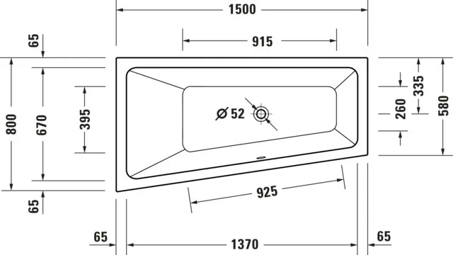 Duravit Whirlwanne „No.1“ trapez 150 × 80 cm, links