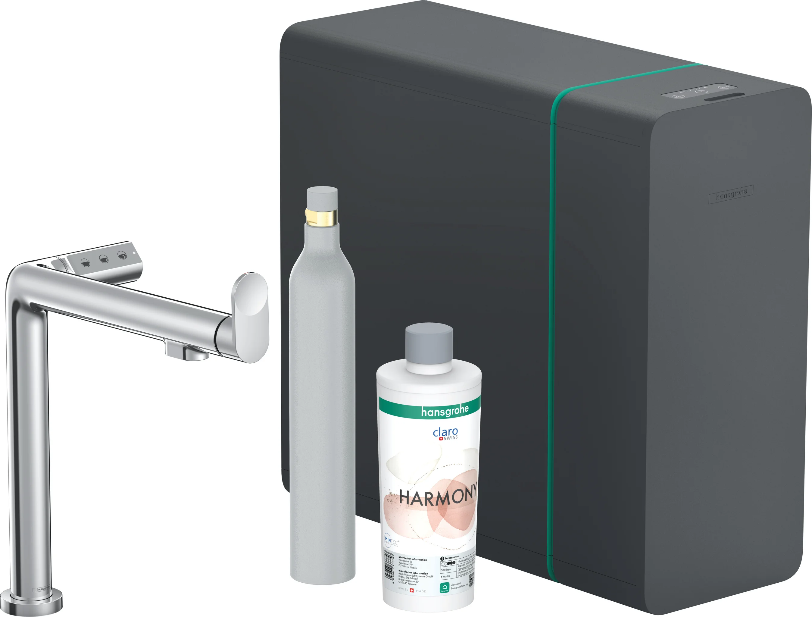 Hansgrohe Aqittura M91 SodaSystem 240, 1jet Starter Set Chrom - Einhebel-Küchenmischer mit Laminarstrahl, ComfortZone 240, Schwenkbereich 60° oder 110°, Hahnlochbohrung 35 mm