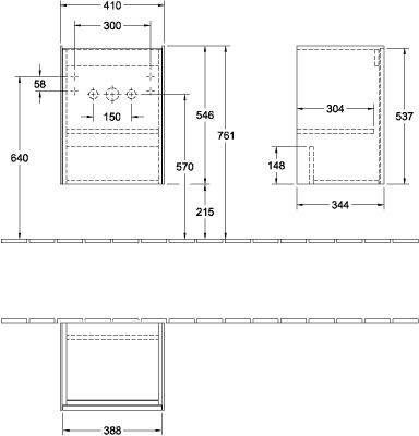 Villeroy & Boch Waschtischunterschrank „Collaro“ für Schrankwaschtisch 41 × 54,6 × 34,4 cm 1 Tür, Anschlag (Scharnier) rechts