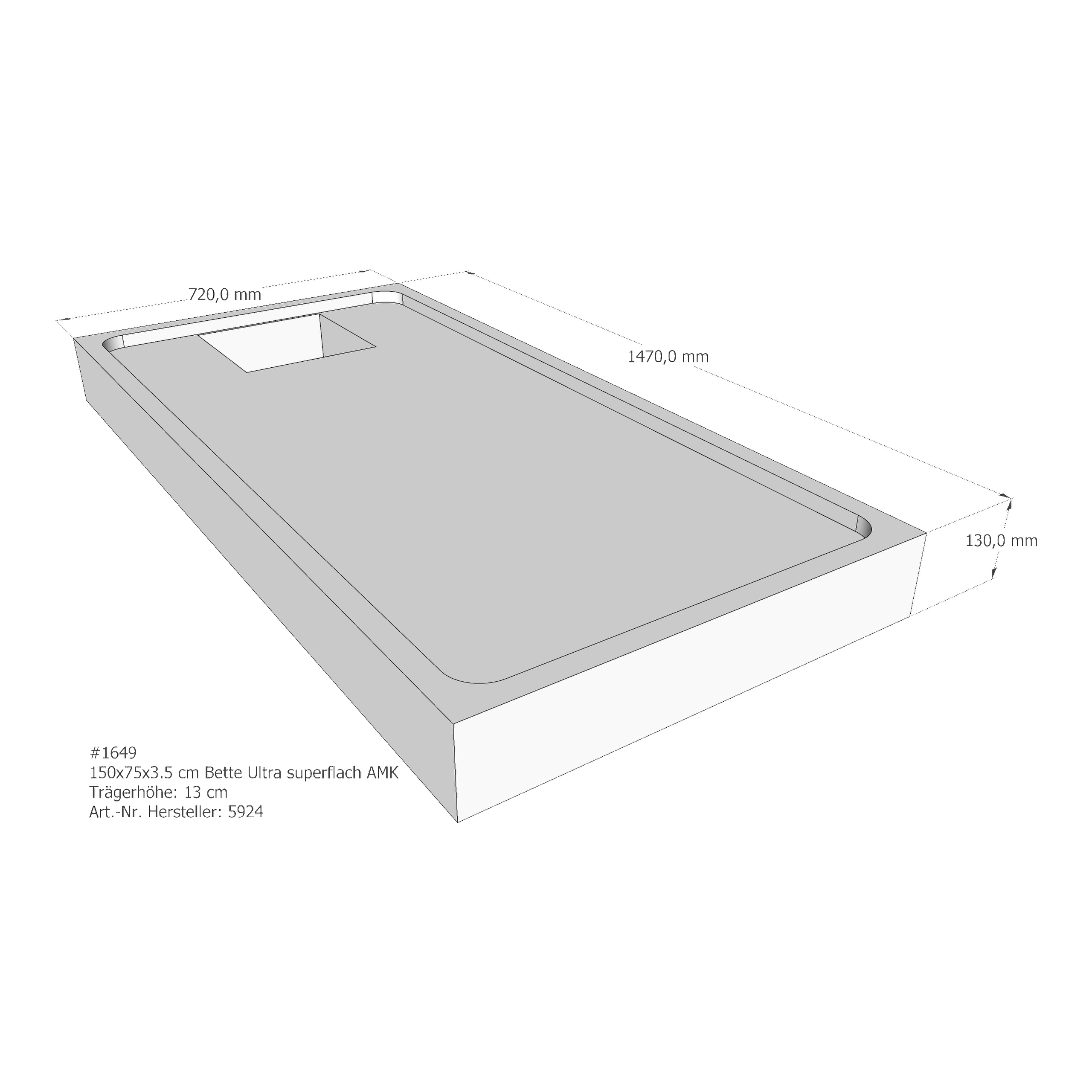 Duschwannenträger für Bette Ultra (superflach) 150 × 75 × 3,5 cm