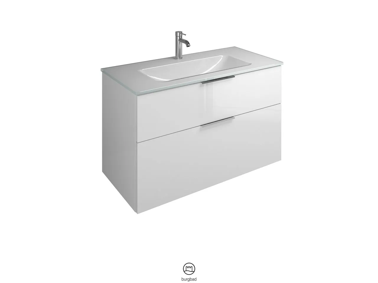 burgbad Badmöbelset Glas-Waschtisch inkl. Waschtischunterschrank „Eqio“ 102 × 61,5 × 49 cm Griffleiste, Schwarz Matt, in Grau Hochglanz burgbad Badmöbelset Glas-Waschtisch inkl. Waschtischunterschrank „Eqio“ 102 × 61,5 × 49 cm Griffleiste, Schwarz Matt, in Grau Hochglanz