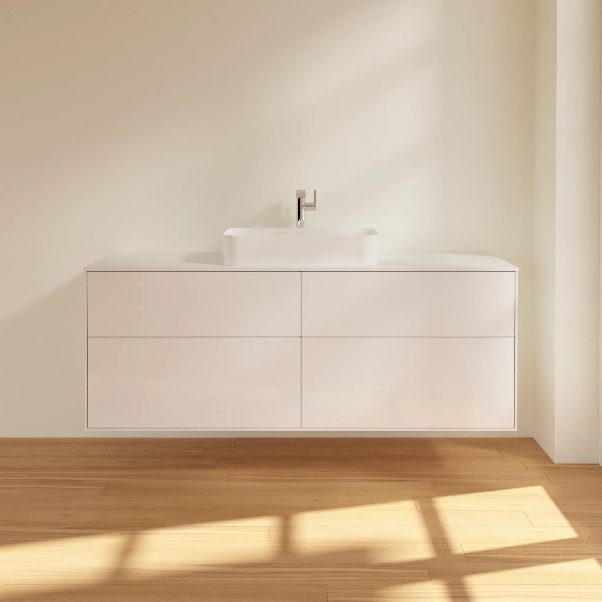 Villeroy & Boch Waschtischunterschrank „Finion“ für Schrankwaschtisch 1600 × 603 × 501 mm Glossy White Lacquer, für Becken mittig, mit Hahnlochbohrung