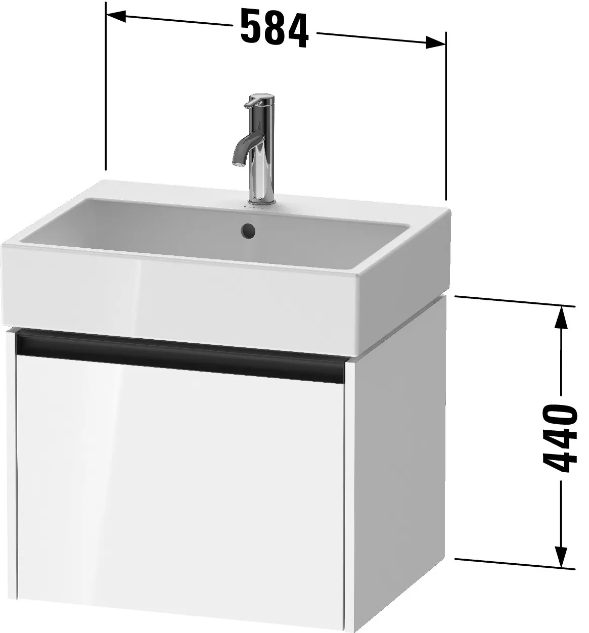 Duravit Waschtischunterschrank wandhängend „Ketho.2“ 58,4 × 44 × 46 cm in Graphit Supermatt