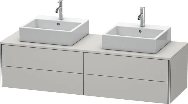 Duravit Waschtischunterschrank wandhängend „XSquare“ 160 × 40 × 54,8 cm Becken: links und rechts / Front- & Korpusfarbe: Betongrau Matt / Größe: 160 × 54,8 × 40 cm / Oberfläche: Dekor / Profile: Chrom / Schubladen: 4 Duravit Waschtischunterschrank wandhängend „XSquare“ 160 × 40 × 54,8 cm Becken: links und rechts / Front- & Korpusfarbe: Betongrau Matt / Größe: 160 × 54,8 × 40 cm / Oberfläche: Dekor / Profile: Chrom / Schubladen: 4
