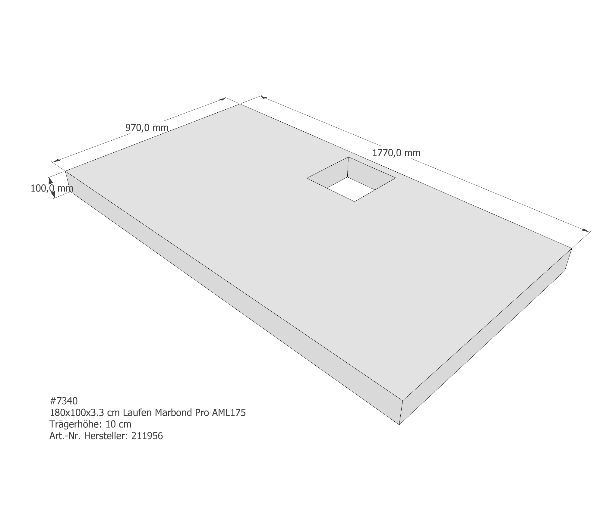 Duschwannenträger passend für Laufen Marbond_Pro 180 × 100 × 3,4 cm Duschwannenträger passend für Laufen Marbond_Pro 180 × 100 × 3,4 cm