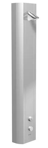 Duschpaneel LINUS DP-SC-T, Mischwasser, Thermostat, Selbstschluss, 2 RFV, 2 Vorfilter, Duschkopf COMFORT Flex, 2x DN 15 G 1/2 AG, B 226 mm x H 1200 mm x T 115 mm, Aluminium gebürstet, eloxiert