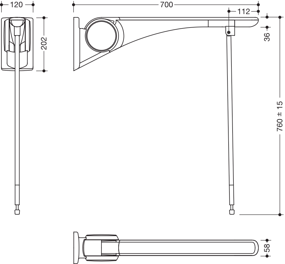 HEWI Stützklappgriff „Serie 802 LifeSystem“