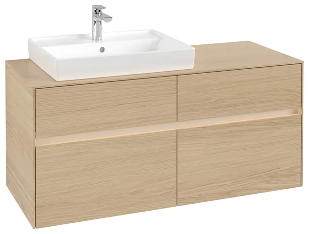 Villeroy & Boch Waschtischunterschrank „Collaro“ 1200 × 548 × 500 mm Nordic Oak, mit Beleuchtung, für Becken links Villeroy & Boch Waschtischunterschrank „Collaro“ 1200 × 548 × 500 mm Nordic Oak, mit Beleuchtung, für Becken links