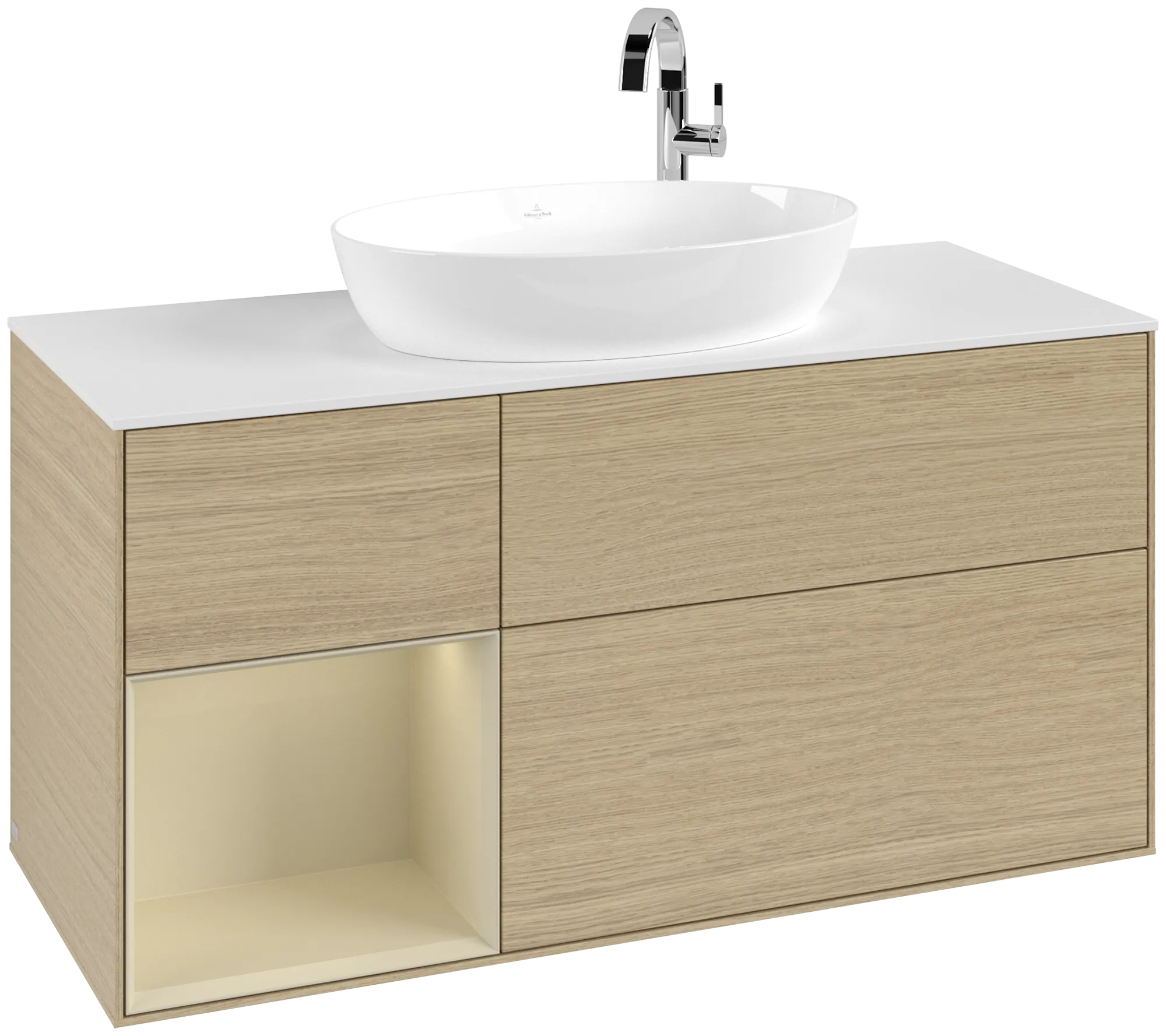Villeroy & Boch Waschtischunterschrank „Finion“ für Schrankwaschtisch 1200 × 603 × 501 mm Oak Veneer, für Becken mittig, mit Hahnlochbohrung