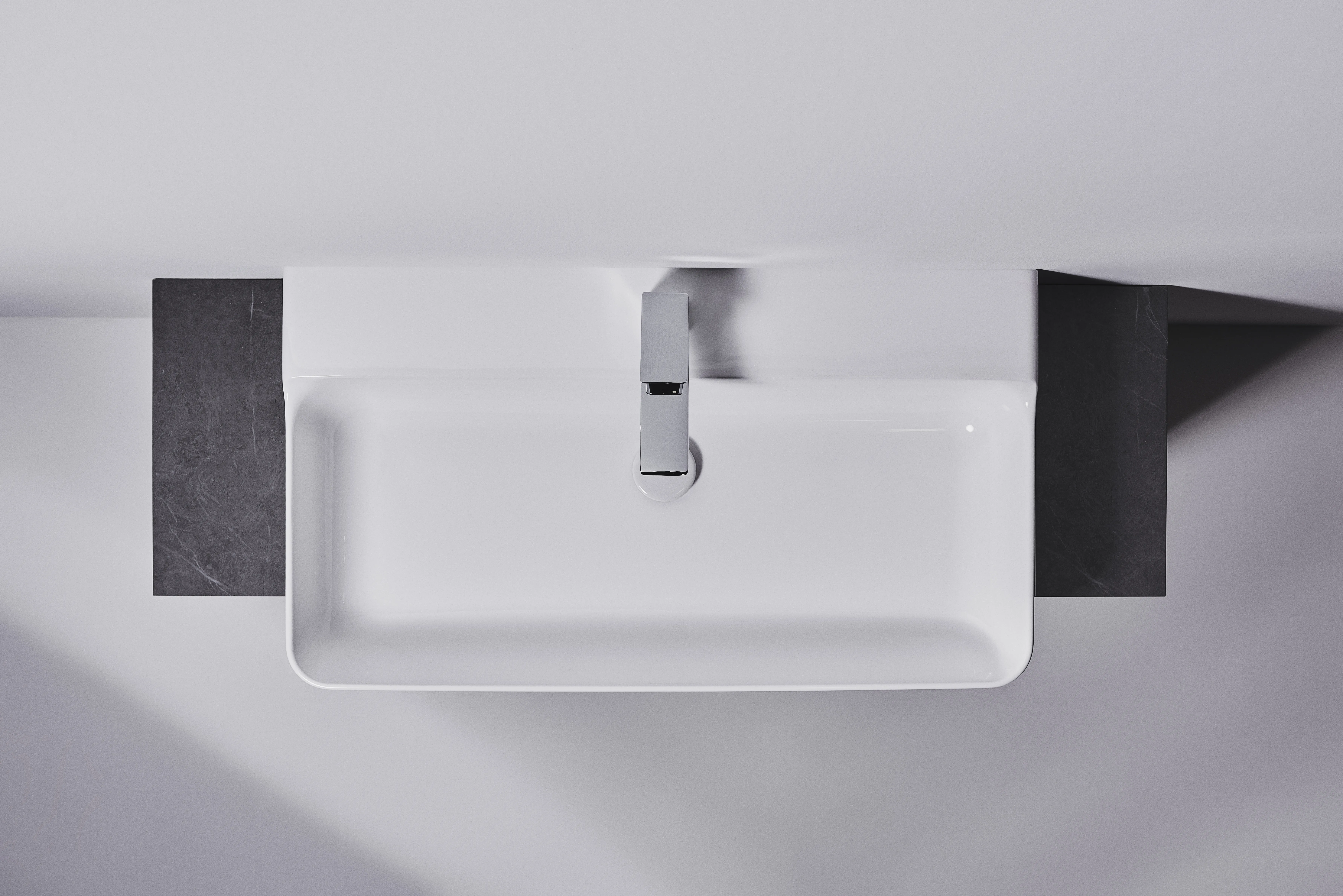 Waschbecken „Conca“ 80 × 45 × 16,5 cm, Hahnlochposition mittig in Weiß