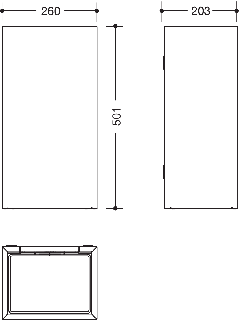 Papierabfallbehälter, Edelstahl, spiegelpoliert, Fassungsvermögen ca. 25 Liter, Breite 260 mm, Höhe 501 mm, Tiefe 203 mm