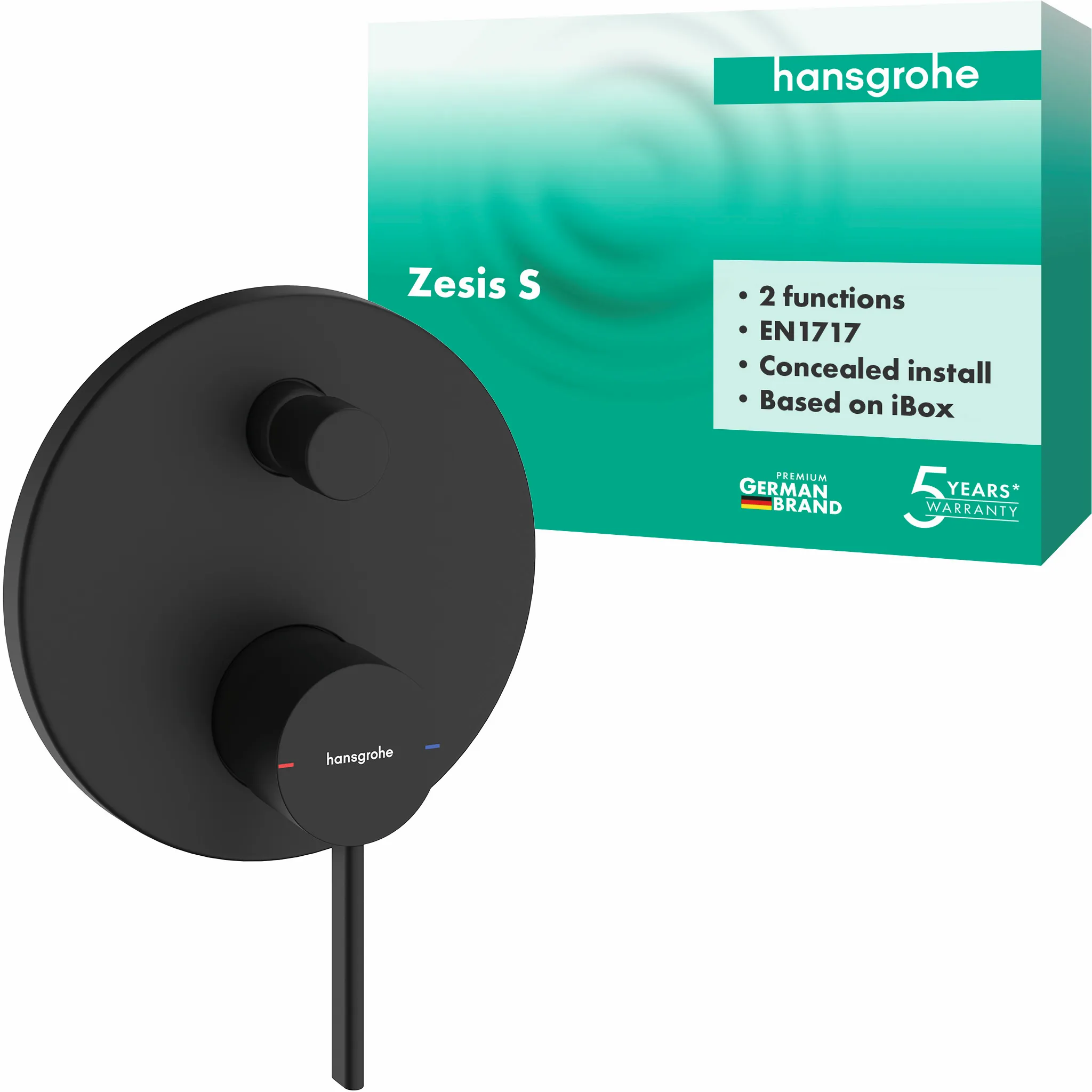 Zesis S Einhebel-Wannenmischer Unterputz mit integrierter Sicherungskombination nach EN1717 für iBox universal, Chrom