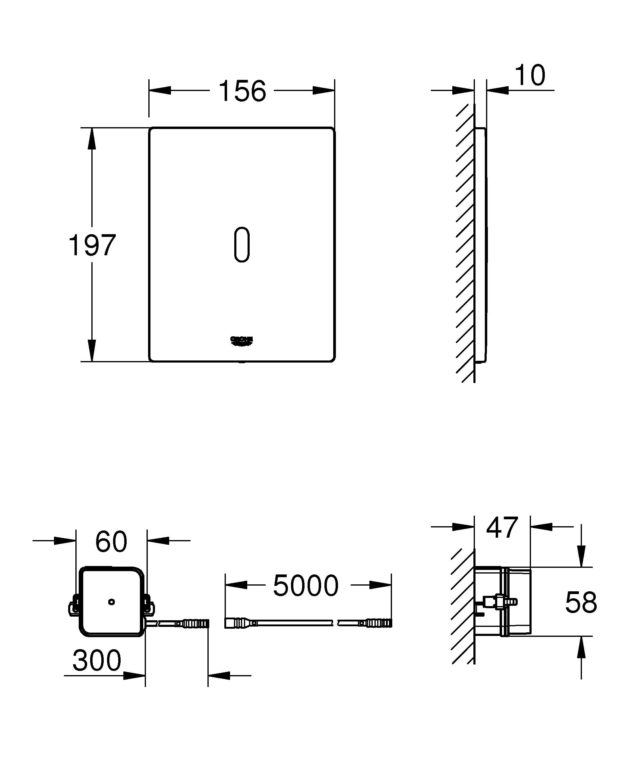 WC-Infrarot-Elektronik Tectron Bau E 39881, mit Trafo, für Neuinstallationen und zur Nachrüstung mit Spülkasten GD2, alpinweiß