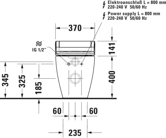 Stand-Tiefspül-WC back to wall „ME by Starck“ 37 × 40 × 60 cm, Abgang waagerecht Stand-Tiefspül-WC back to wall „ME by Starck“ 37 × 40 × 60 cm, Abgang waagerecht