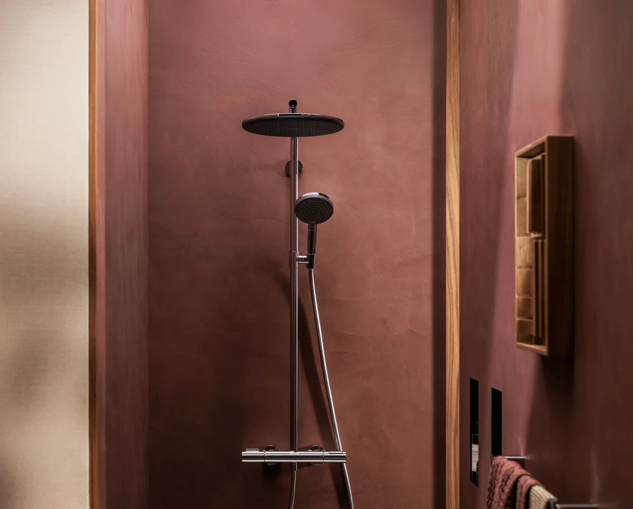 Hansgrohe Raindance Alive S Puro Showerpipe 300 1jet EcoSmart+ mit Ecostat Element, Chrom, 300 mm Brausekopfgröße, 6 l/min Durchfluss, Aufputzinstallation Hansgrohe Raindance Alive S Puro Showerpipe 300 1jet EcoSmart+ mit Ecostat Element, Chrom, 300 mm Brausekopfgröße, 6 l/min Durchfluss, Aufputzinstallation