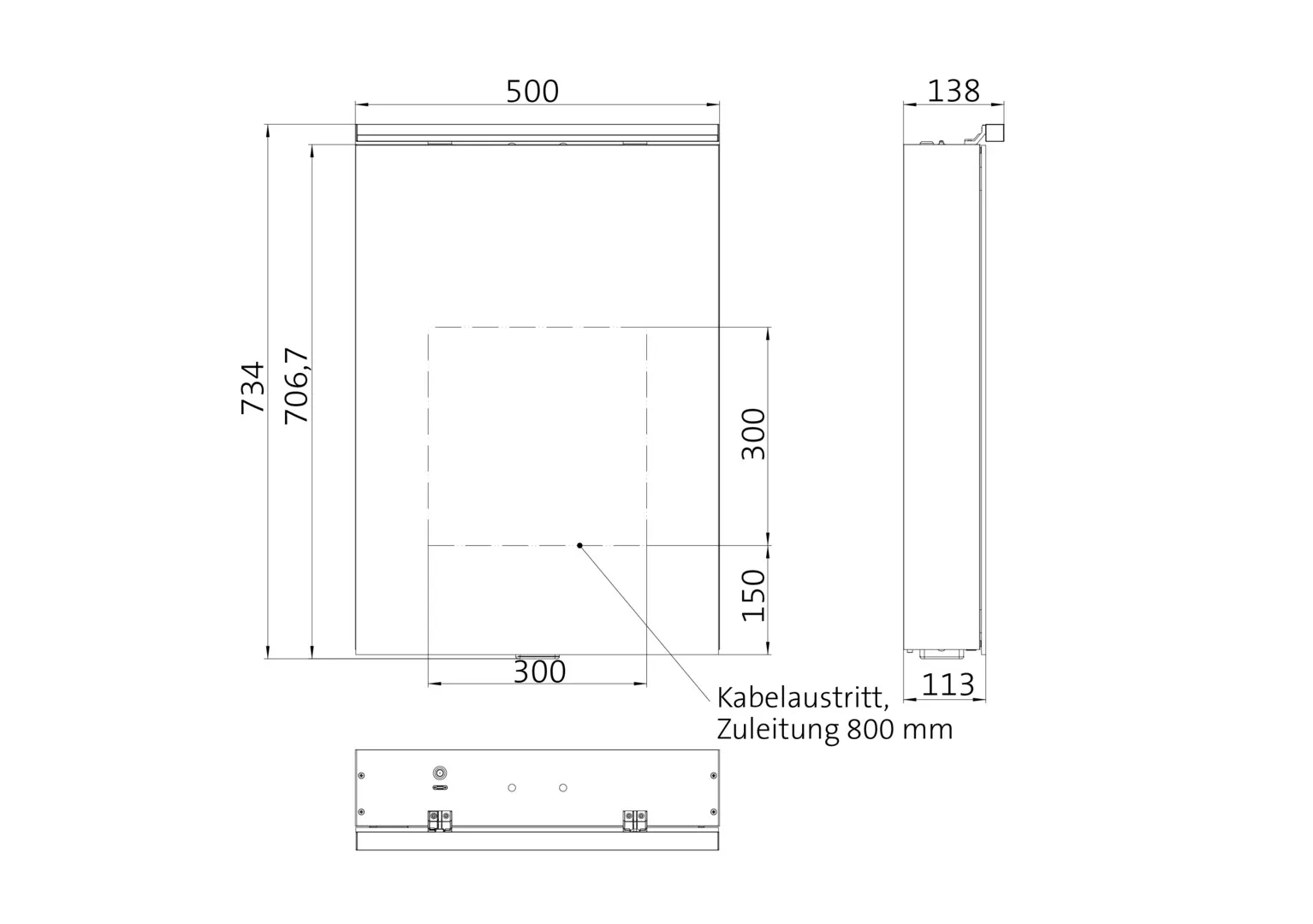 Lichtspiegelschrank flat IIClassic Leuchte, Aufputz,mit Waschtischbeleuchtung,1 Tür, 500mm