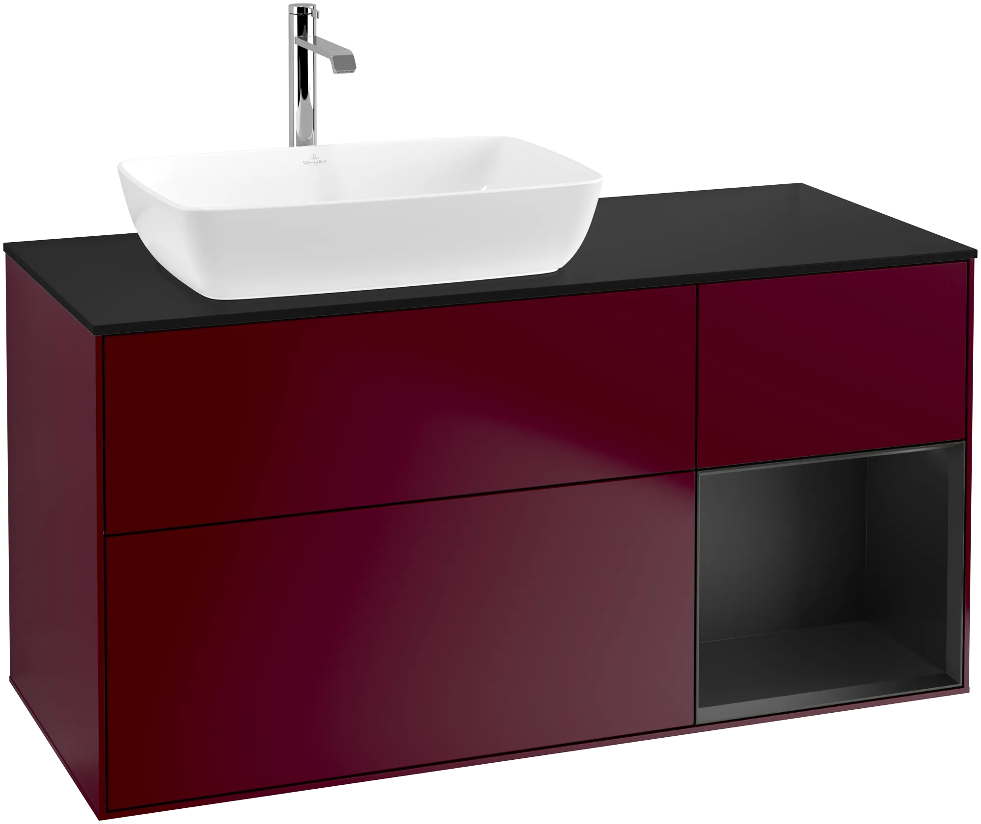Villeroy & Boch Waschtischunterschrank „Finion“ für Schrankwaschtisch 1200 × 603 × 501 mm Peony Matt Lacquer, für Becken links