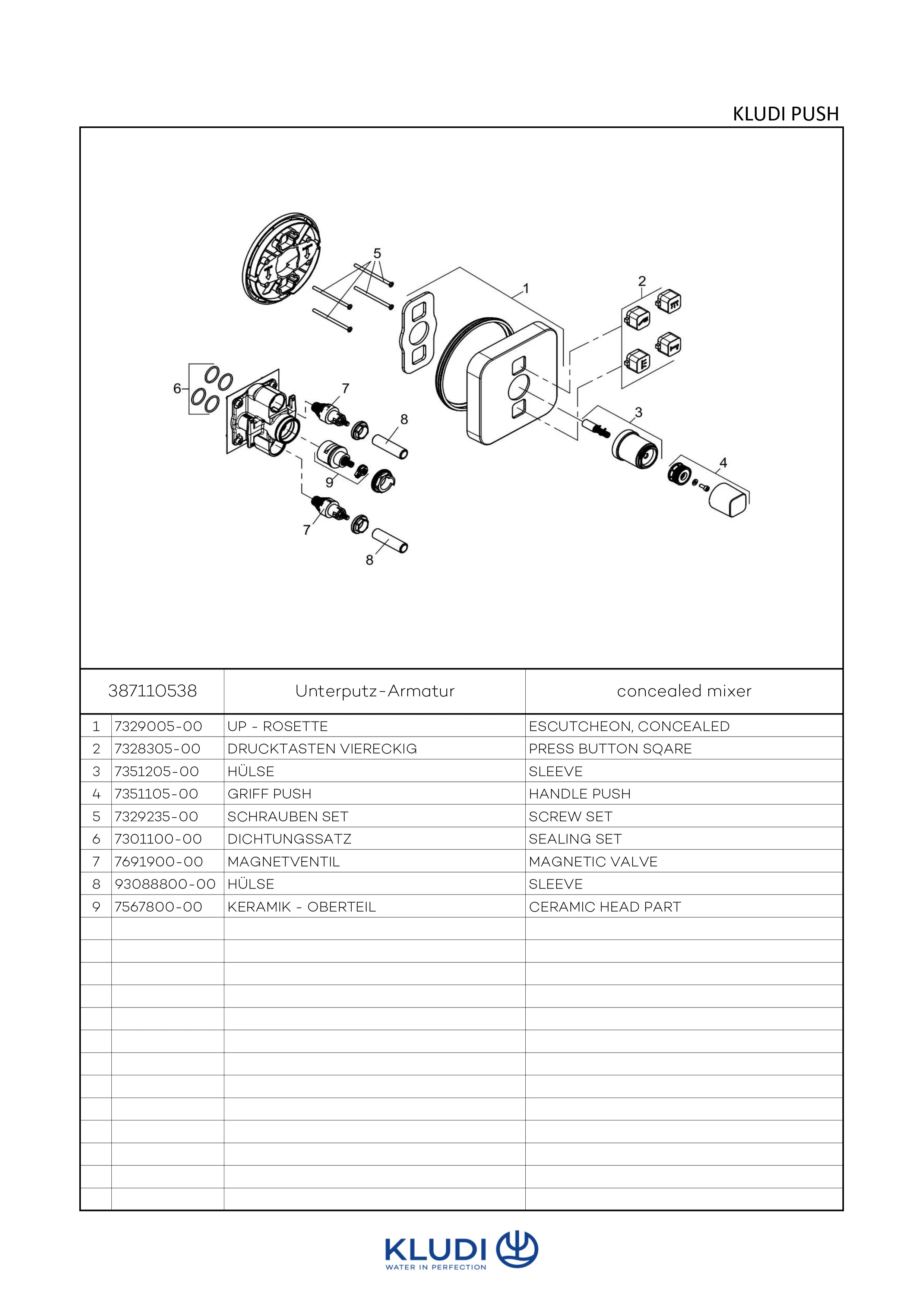 PUSH UPArm. mit Rotationskartusche Drucktaste für 2 Verb., soft edge chrom PUSH UPArm. mit Rotationskartusche Drucktaste für 2 Verb., soft edge chrom