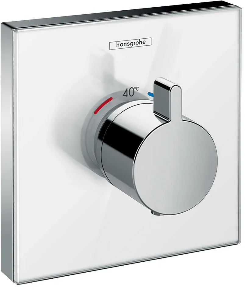 Thermostat UP ShowerSelect Glas Highflow Fertigset weiss/chrom