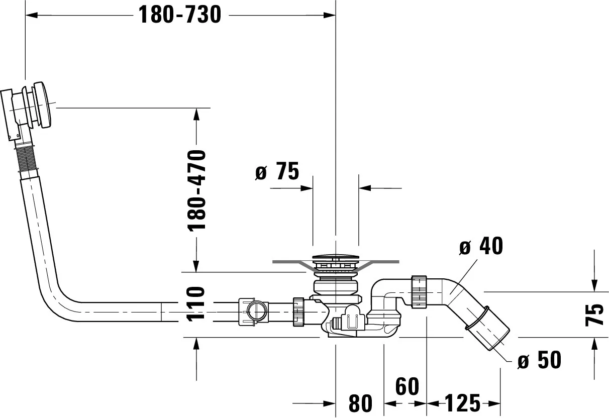 Duravit Ab- und Überlaufgarnitur für Badewannen mit Zulauf Modell 791231 Duravit Ab- und Überlaufgarnitur für Badewannen mit Zulauf Modell 791231
