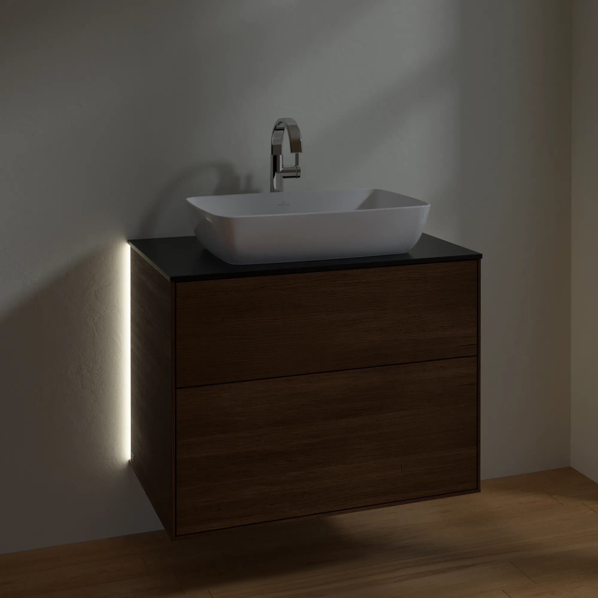 Villeroy & Boch Waschtischunterschrank „Finion“ für Schrankwaschtisch 800 × 603 × 501 mm Walnut Veneer, für Becken mittig