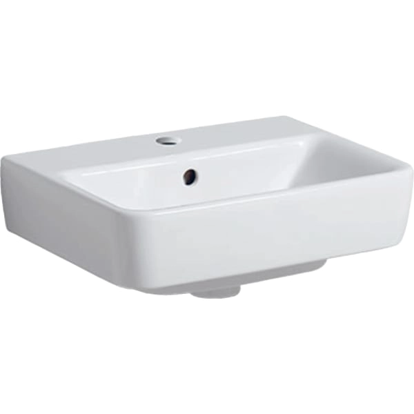 Wandwaschtisch „Renova Plan“, rechteckig 45 × 34 cm Größe: 45 × 34 cm / Hahnlochposition: mittig / Oberflächenveredelung: ohne Oberflächenveredelung / Überlauf: mit Überlauf
