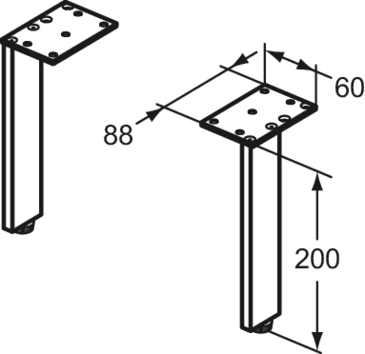 Ideal Standard Möbelfüße i.life 200mm Chrom Ideal Standard Möbelfüße i.life 200mm Chrom