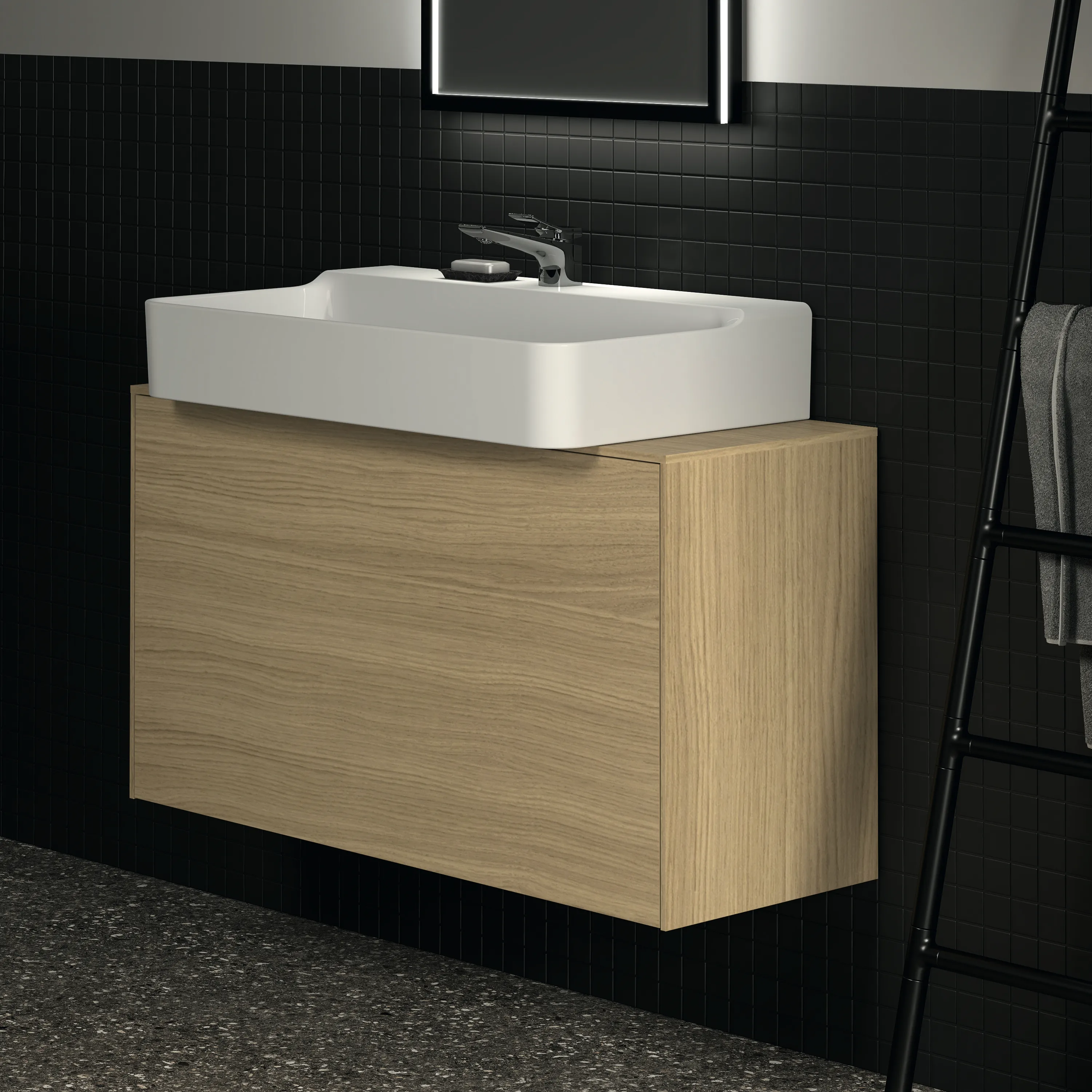 Ideal Standard Waschtischunterschrank „Conca“ 100,2 × 55 × 37,3 cm Eiche hell Furnier Ideal Standard Waschtischunterschrank „Conca“ 100,2 × 55 × 37,3 cm Eiche hell Furnier