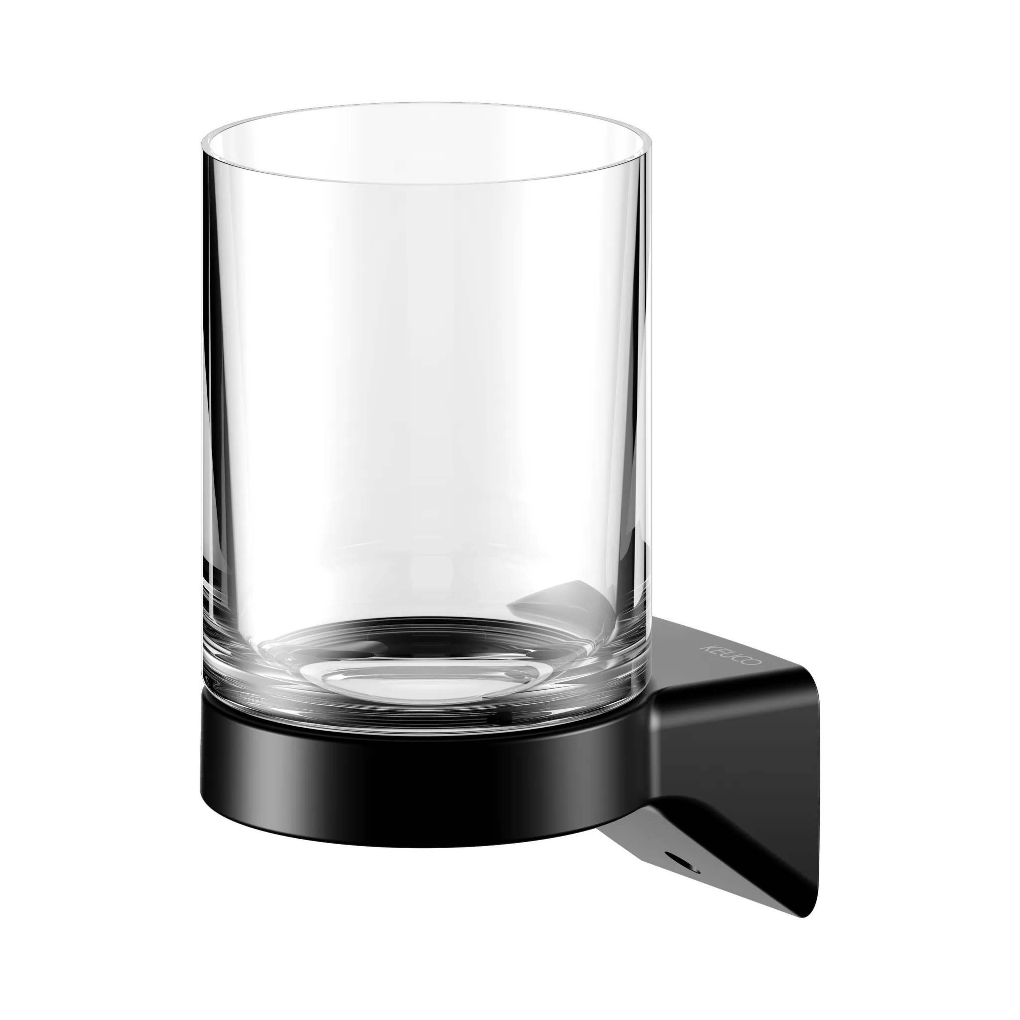 KEUCO AVENO Glashalter mit Echtkristall-Glas schwarz matt