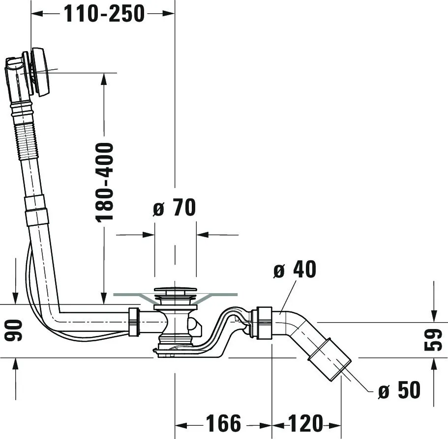 Duravit Ab- und Überlaufgarnitur Modell 792200 Duravit Ab- und Überlaufgarnitur Modell 792200
