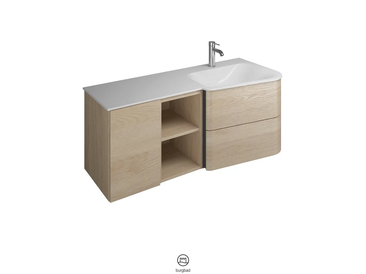 burgbad Badmöbelset „Badu“ Griffleiste, Weiß, in Weiß Matt burgbad Badmöbelset „Badu“ Griffleiste, Weiß, in Weiß Matt