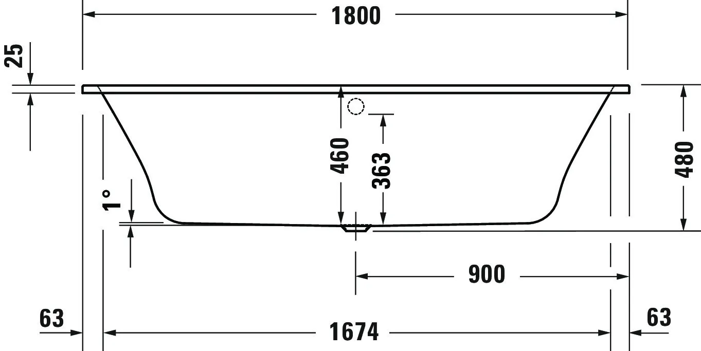 Duravit Badewanne „Qatego“ rechteck 1800 × 800 mm, Mittelablauf in Weiß Duravit Badewanne „Qatego“ rechteck 1800 × 800 mm, Mittelablauf in Weiß
