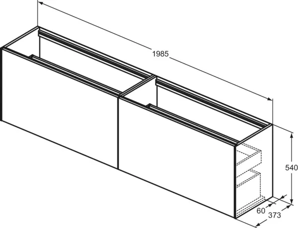 Ideal Standard Waschtischunterschrank „Conca“ 198,5 × 54 × 37,3 cm Anthrazit matt lackiert