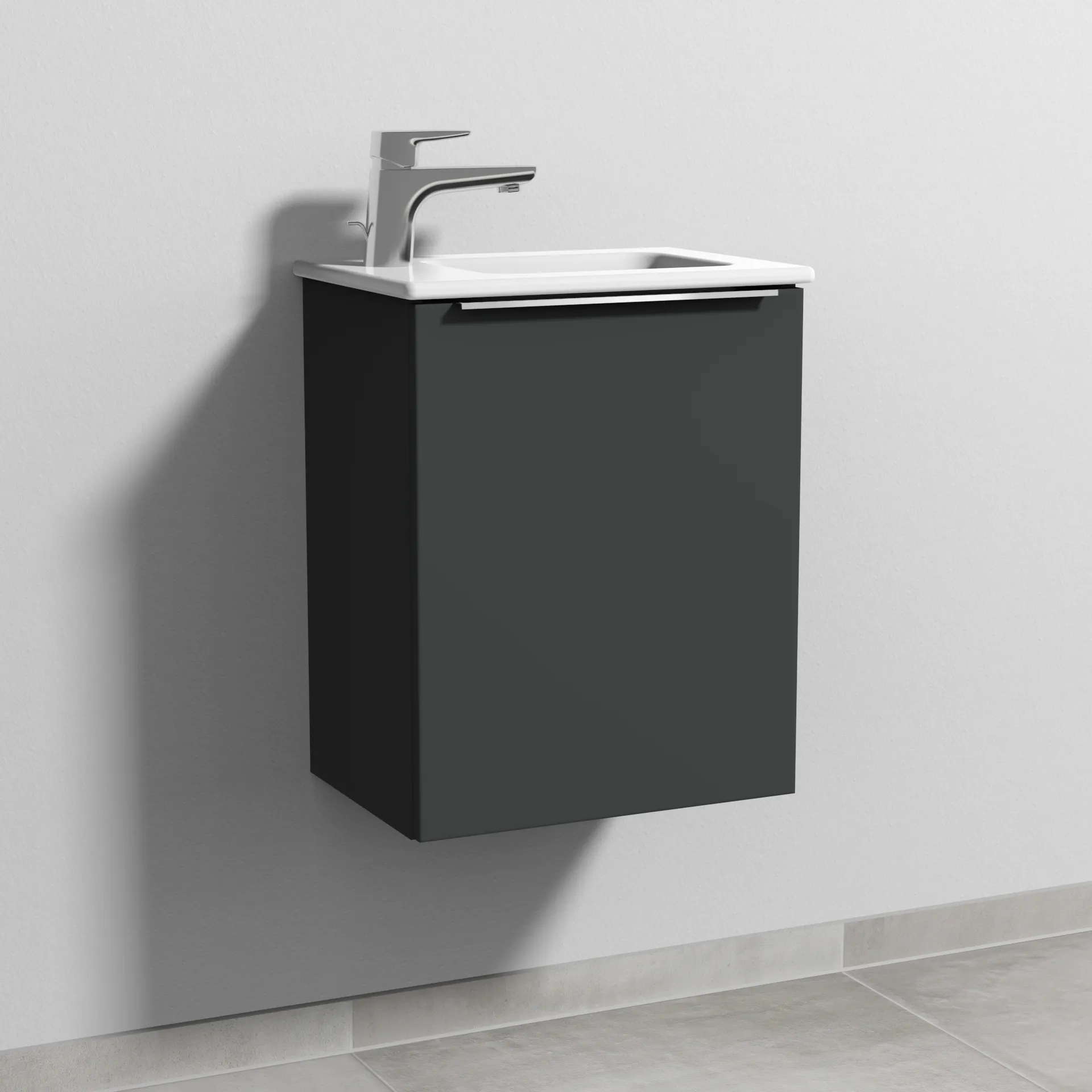 Sanipa Waschtischunterschrank „3way“ passend zu Keramik-Waschtische ME by Starck von Duravit 410 × 513 × 293 mm in Graphit (matt), Anschlag rechts