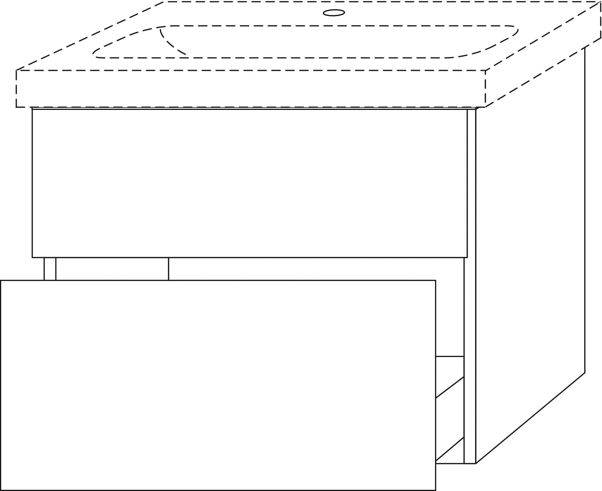 Waschtischunterbau mit Auszügen 3way (UM574) 591x700x462 Anthrazit-Matt