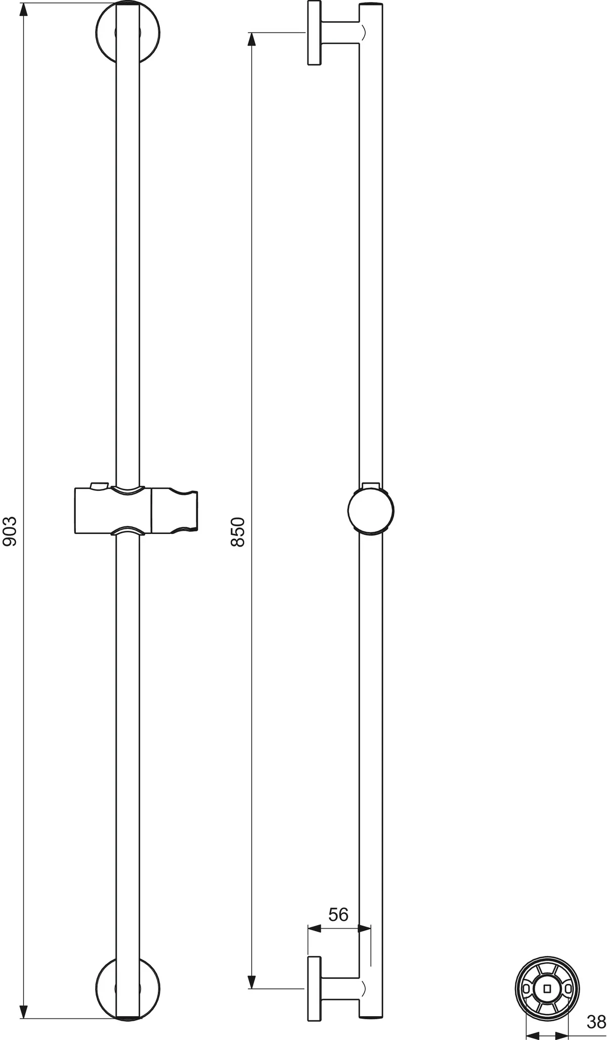 Brausestange Idealrain 900mm mit Druckknopf-Schieber schwenkbar Chrom Brausestange Idealrain 900mm mit Druckknopf-Schieber schwenkbar Chrom