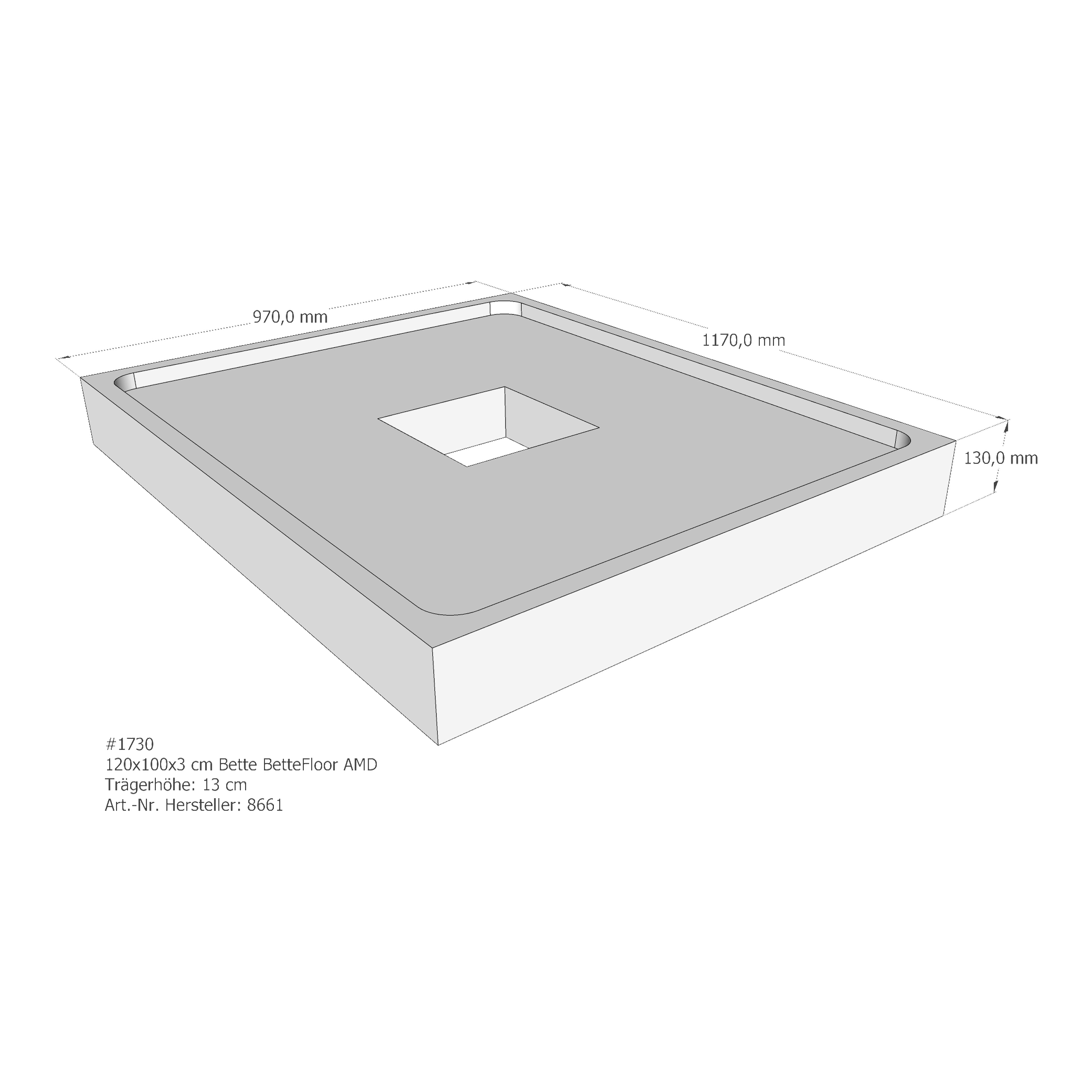 Duschwannenträger für Bette Floor 120 × 100 × 3 cm Breite: 100 cm / Länge: 120 cm Duschwannenträger für Bette Floor 120 × 100 × 3 cm Breite: 100 cm / Länge: 120 cm