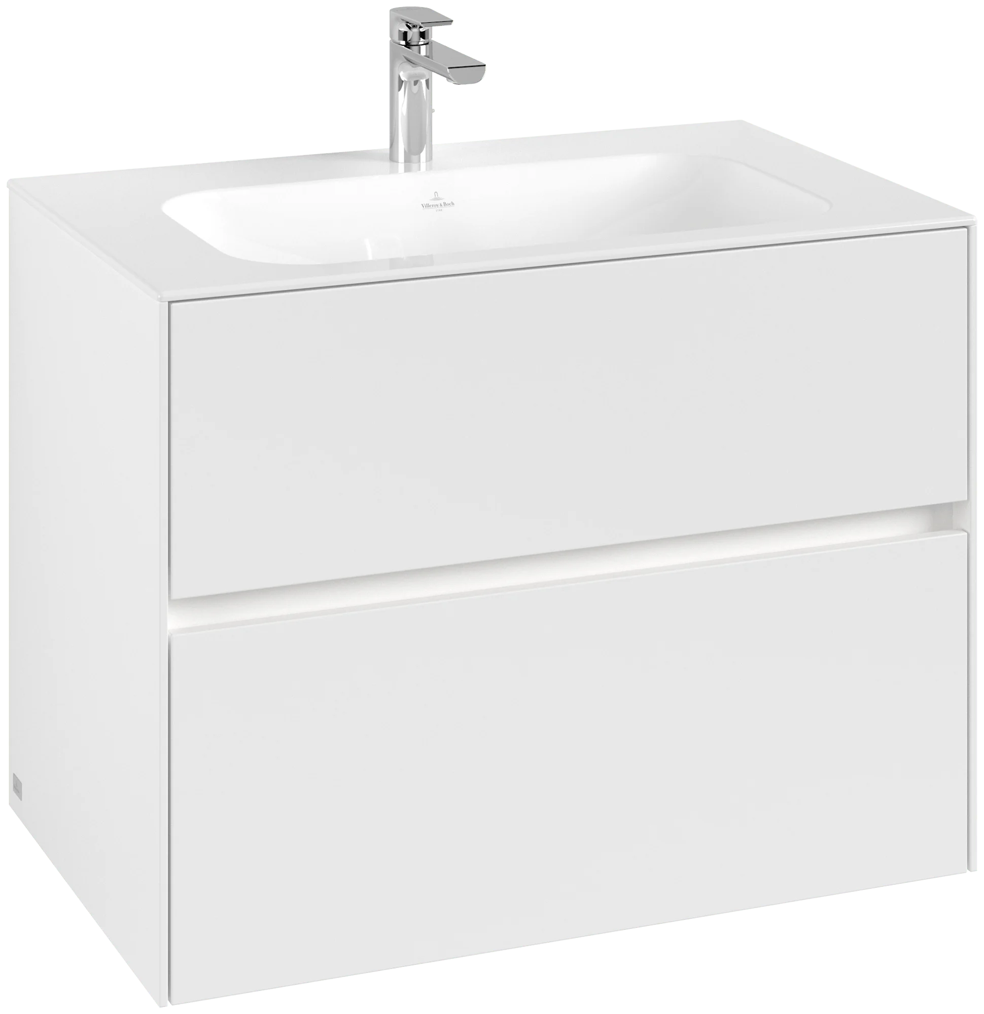 Villeroy & Boch Waschbeckenunterschrank Collaro C138B0, Eckig White Matt, 796x603x498mm, mit Beleuchtung und 2 Auszügen