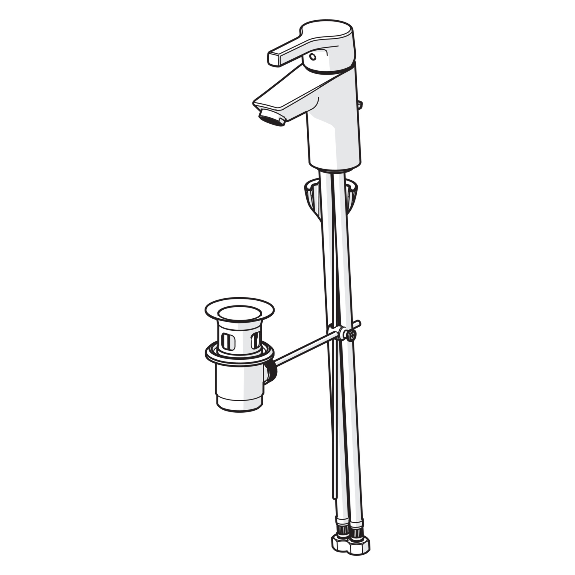 HA Einhebelmischer Waschtischbatterie HANSAPALENO 5635 Ablaufgarnitur mit Zugstange Ausladung 103 mm DN15 Chrom