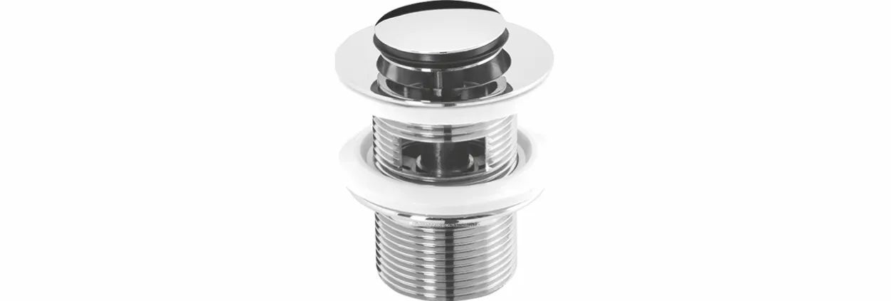 Schaftventil Messing vc 1 1/4″ x 60 mm mit Druckverschlussstopfen und Überlauf Schaftventil Messing vc 1 1/4″ x 60 mm mit Druckverschlussstopfen und Überlauf