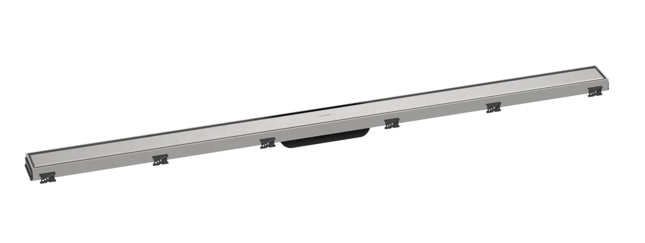 Hansgrohe RainDrain Match Duschrinne 1200 mm mit höhenverstellbarem Rahmen, Edelstahl gebürstet