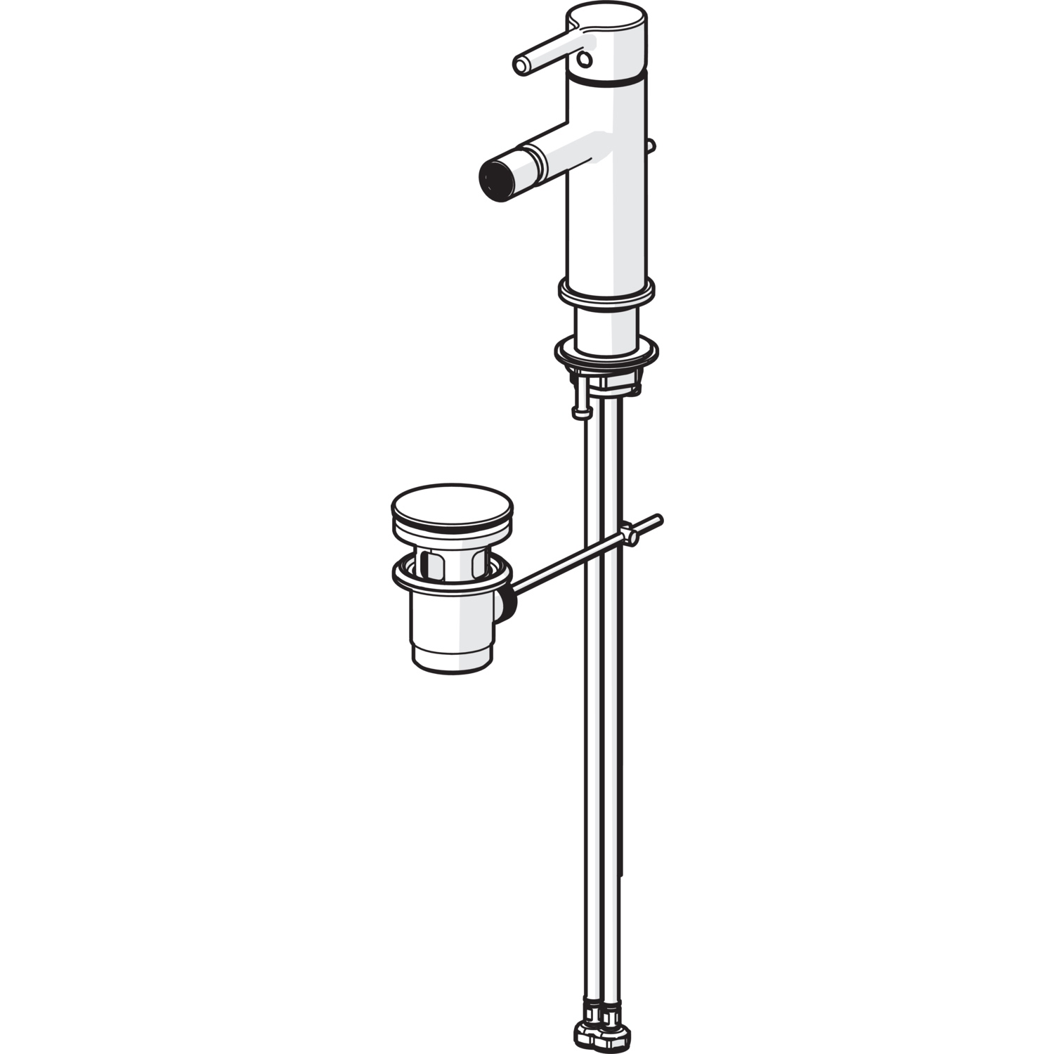 EHM Bidetbatterie VANTIS Style 5463 Ablaufgarnitur mit Zugstange Ausladung 101 mm Chrom
